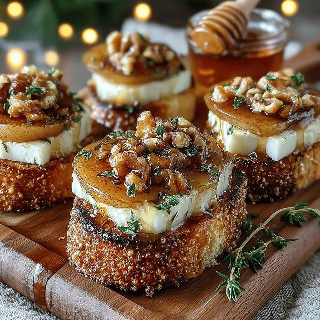 Explore the delightful world of appetizers with our Caramelized Pear & Brie Crostini recipe. This exquisite dish combines the sweetness of caramelized pears with the rich creaminess of Brie cheese, all served atop crispy baguette slices. Perfect for entertaining or a cozy night in, this elegant yet simple recipe is a crowd-pleaser that will elevate any gathering. Whether you’re hosting a festive party, a romantic dinner, or simply looking to impress your family, this crostini is sure to be a hit. In this article, we'll walk you through the preparation process, share the ingredients you need, and provide tips for perfecting this gourmet treat.