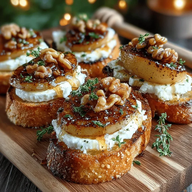 Explore the delightful world of appetizers with our Caramelized Pear & Brie Crostini recipe. This exquisite dish combines the sweetness of caramelized pears with the rich creaminess of Brie cheese, all served atop crispy baguette slices. Perfect for entertaining or a cozy night in, this elegant yet simple recipe is a crowd-pleaser that will elevate any gathering. Whether you’re hosting a festive party, a romantic dinner, or simply looking to impress your family, this crostini is sure to be a hit. In this article, we'll walk you through the preparation process, share the ingredients you need, and provide tips for perfecting this gourmet treat.