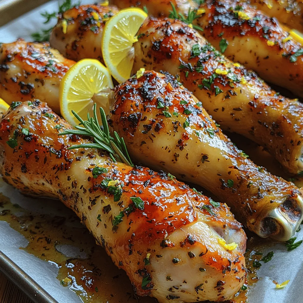 - 8 chicken drumsticks - 1/4 cup olive oil - Zest of 1 lemon - Juice of 1 lemon - 4 cloves garlic, minced - 1 tablespoon fresh rosemary, chopped - 1 tablespoon fresh thyme, chopped - 1 tablespoon fresh parsley, chopped - 1 teaspoon paprika - 1 teaspoon salt - 1/2 teaspoon black pepper - 1/2 teaspoon red pepper flakes (optional, for heat)