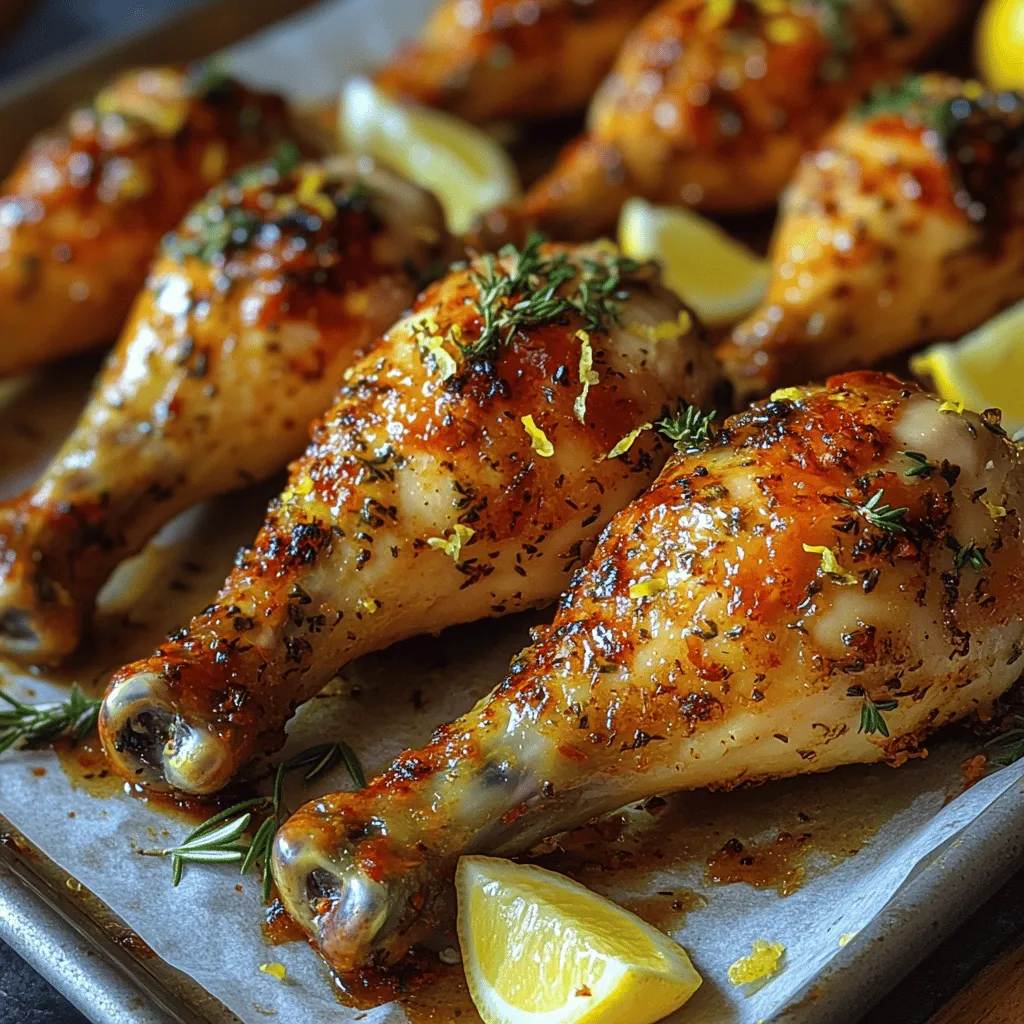 - 8 chicken drumsticks - 1/4 cup olive oil - Zest of 1 lemon - Juice of 1 lemon - 4 cloves garlic, minced - 1 tablespoon fresh rosemary, chopped - 1 tablespoon fresh thyme, chopped - 1 tablespoon fresh parsley, chopped - 1 teaspoon paprika - 1 teaspoon salt - 1/2 teaspoon black pepper - 1/2 teaspoon red pepper flakes (optional, for heat)