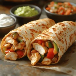 Crispy Chicken Fajita Wraps are a vibrant and satisfying dish that brings a burst of flavor to your dining table. This recipe stands out for its delightful combination of tender marinated chicken, colorful bell peppers, and gooey cheese, all wrapped in a warm tortilla. Whether you're looking for a quick weeknight dinner or a fun option for a weekend gathering, these wraps are sure to impress your family and friends.
