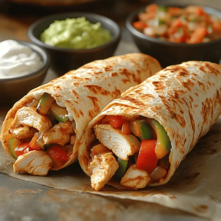 Crispy Chicken Fajita Wraps are a vibrant and satisfying dish that brings a burst of flavor to your dining table. This recipe stands out for its delightful combination of tender marinated chicken, colorful bell peppers, and gooey cheese, all wrapped in a warm tortilla. Whether you're looking for a quick weeknight dinner or a fun option for a weekend gathering, these wraps are sure to impress your family and friends.