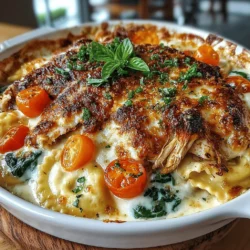 Creamy Pesto Chicken Ravioli Bake: A Comforting Delight