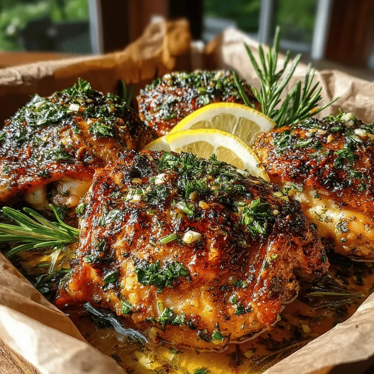 In the world of home cooking, few dishes can rival the comforting satisfaction of Garlic Herb Roasted Chicken Thighs. The combination of tender, juicy chicken infused with a rich blend of aromatic herbs and garlic not only tantalizes the taste buds but also fills the kitchen with a warm, inviting aroma that beckons everyone to the table. This recipe is not just a meal; it’s an experience that brings family and friends together, making it perfect for cozy family dinners or special occasions when entertaining guests.