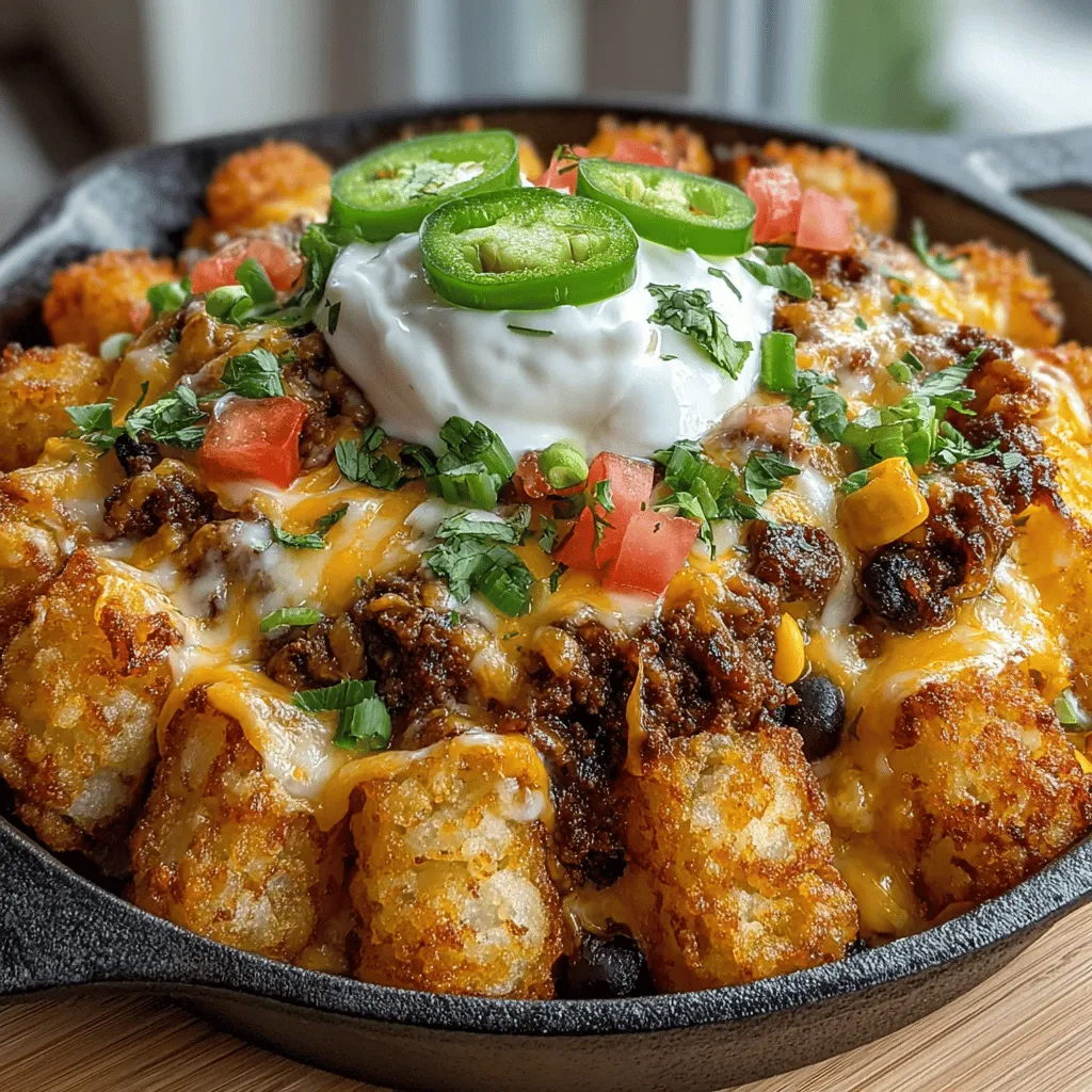 As a food lover and passionate home cook, I often find myself reflecting on the moments that bring family and friends together around the dinner table. One evening, while brainstorming ideas for a casual get-together, I was drawn to the idea of nachos. There’s something inherently festive about a platter of cheesy nachos, piled high with toppings and meant for sharing. But as I thought about how to elevate this classic dish, I remembered my love for tater tots—a nostalgic favorite from childhood. Those crispy little bites evoke memories of cozy family dinners and carefree nights spent in front of the TV. And thus, the Cheesy Chicken Tater Tot Nacho Bake was born!