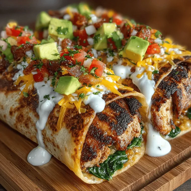 When it comes to quick and satisfying meals, few options can rival the appeal of wraps. The Sizzling Grilled Chicken Bacon Ranch Wraps stand out, combining the bold flavors of grilled chicken, crispy bacon, and creamy ranch dressing into a delightful handheld meal. This dish not only pleases the palate but also offers a satisfying crunch and a burst of freshness with every bite. Perfect for lunch, dinner, or even casual gatherings, these wraps are a versatile option that can be tailored to suit various dietary preferences and occasions.